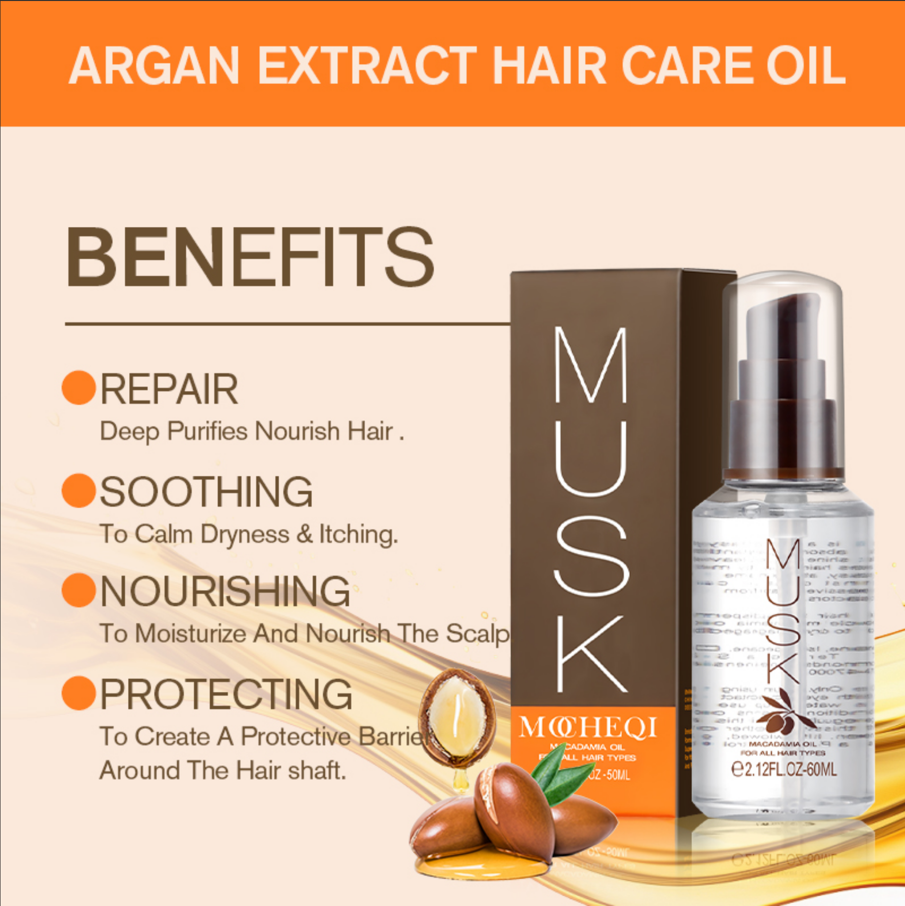 MOCHEQI Private Label Jojoba & Argan Oil Hair Soro Reparação Profunda Nutritivo Calor Proteger Brilho Suave Refrescante Leave-In Care 