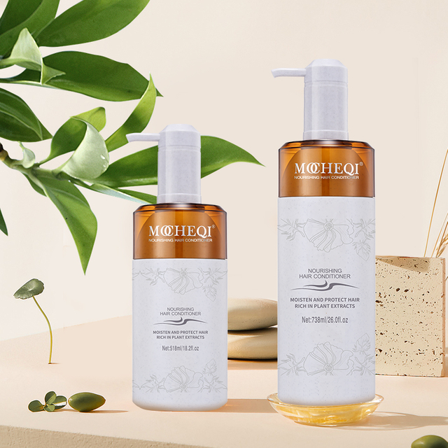 MOCHEQI Private Label Natural Orgânico Nutritivo Hidratante Suavizante Conjunto de shampoo e condicionador para cuidados com os cabelos para uso em salão de beleza
