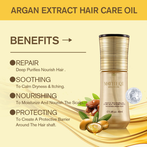 MOCHEQI Private Label Salon Argan Oil Cuidados com os cabelos Nutritivo Reparador Anti-Frizz Óleo hidratante para cabelos secos e todos os tipos de cabelos
