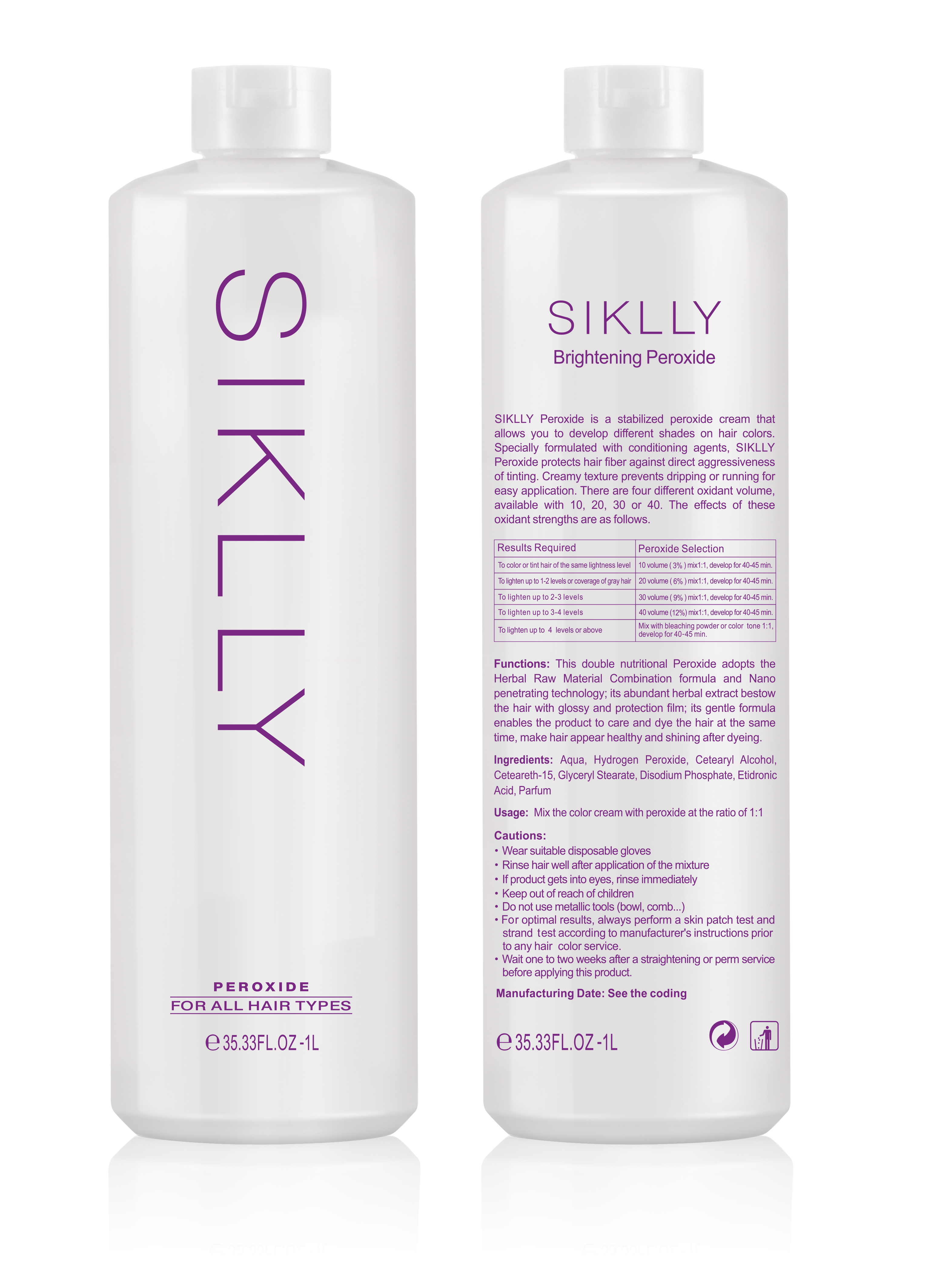 SIKLLY Roxo com Diferente Volume Oxidante Creme para Coloração de Cabelo Feminino